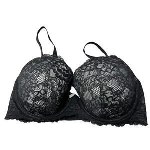 Victoria's Secret Dream Angels Lined Demi Black Lace Pushup Bra Size 34DD